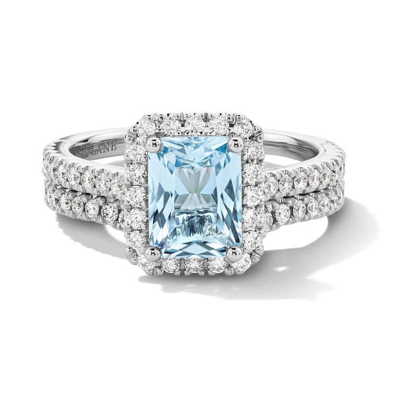 Main Image 3 of Neil Lane Radiant-cut Aquamarine Bridal Set 5/8 ct tw Diamonds 14K White Gold