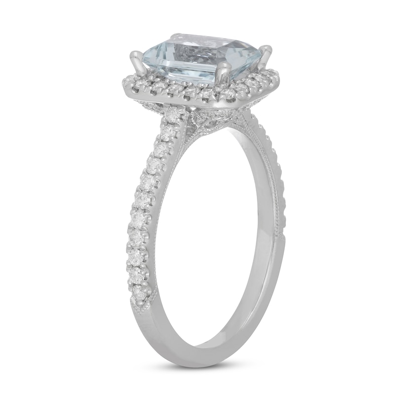 Neil Lane Radiant-cut Aquamarine Engagement Ring 1/2 ct tw Diamonds 14K White Gold