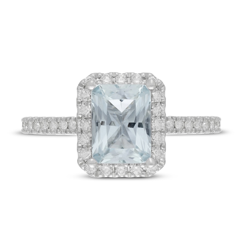 Neil Lane Radiant-cut Aquamarine Engagement Ring 1/2 ct tw Diamonds 14K White Gold