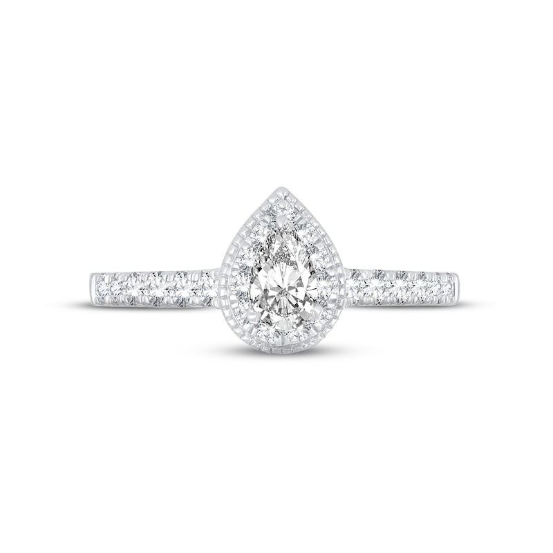 Main Image 3 of Adore Diamond Engagement Ring 5/8 ct tw Pear/Round 14K White Gold