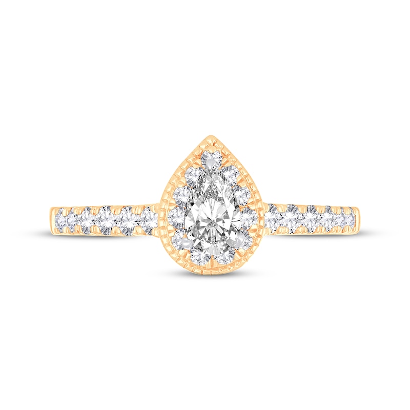 Diamond Engagement Ring 5/8 ct tw Pear/Round 14K Yellow Gold