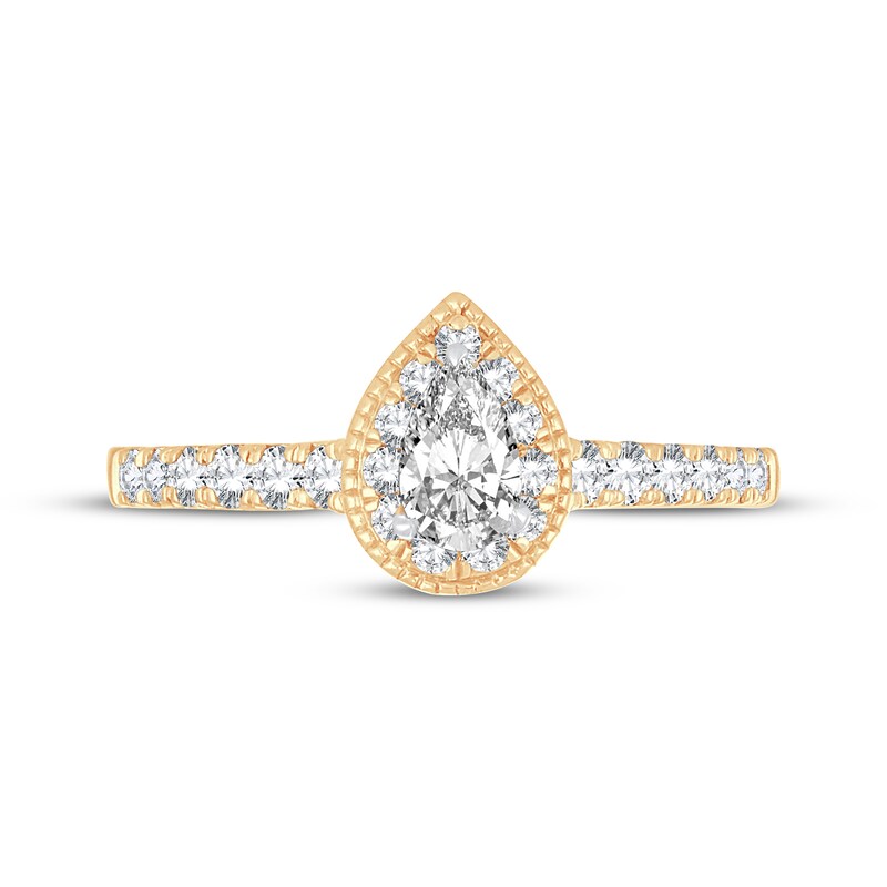 Main Image 4 of Adore Diamond Engagement Ring 5/8 ct tw Pear/Round 14K Yellow Gold