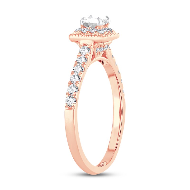 Main Image 2 of Adore Diamond Engagement Ring 5/8 ct tw Princess/Round 14K Rose Gold