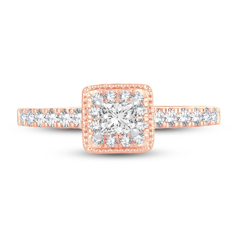 Main Image 3 of Adore Diamond Engagement Ring 5/8 ct tw Princess/Round 14K Rose Gold