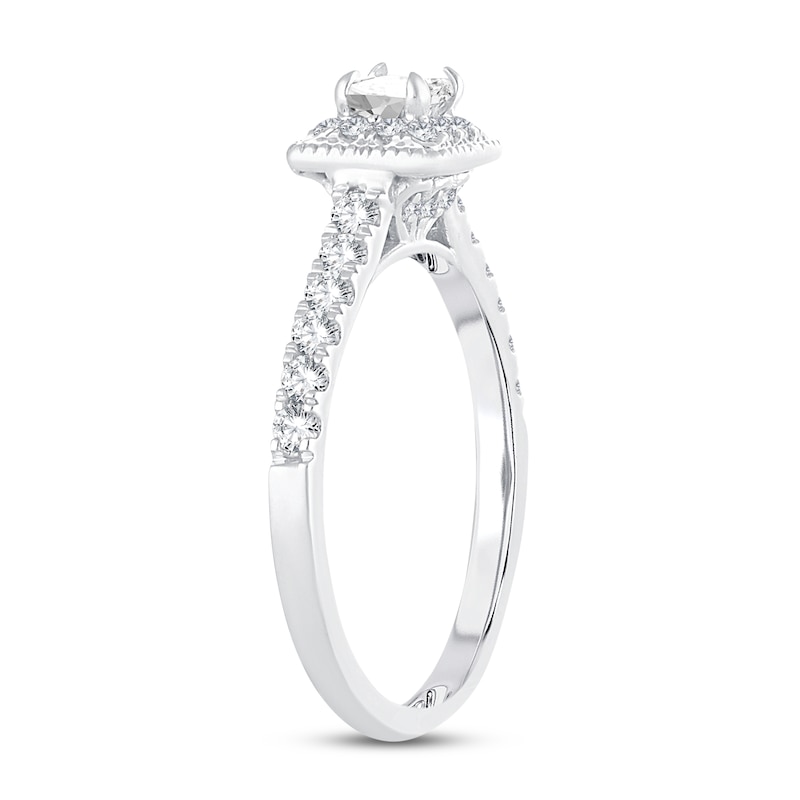 Main Image 2 of Adore Diamond Engagement Ring 5/8 ct tw Princess/Round 14K White Gold