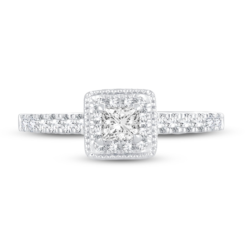 Main Image 3 of Adore Diamond Engagement Ring 5/8 ct tw Princess/Round 14K White Gold