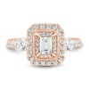 Thumbnail Image 2 of Diamond Engagement Ring 1-1/4 ct tw Emerald & Round-cut 14K Rose Gold