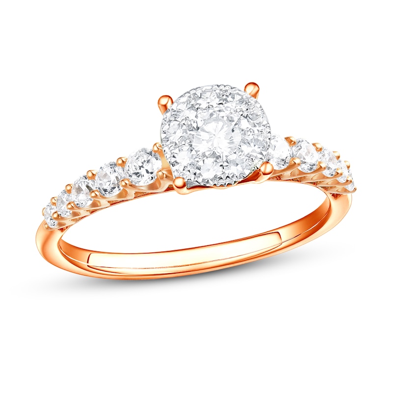Main Image 1 of Multi-Diamond Engagement Ring 5/8 ct tw Round-cut 14K Rose Gold