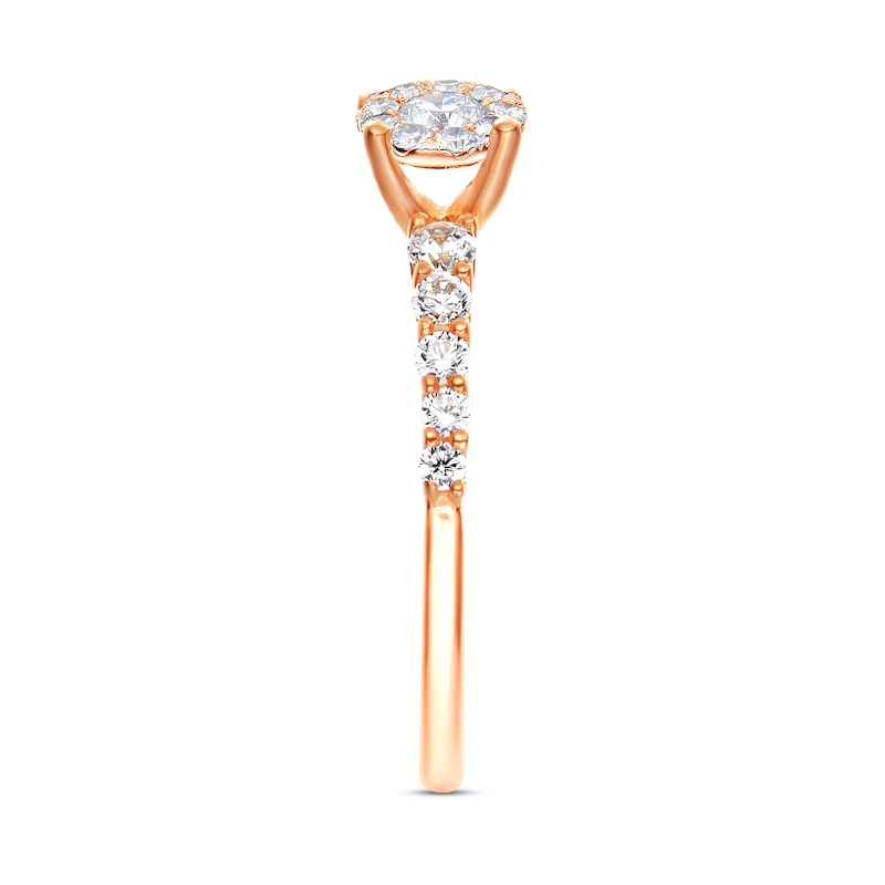 Multi-Diamond Engagement Ring 5/8 ct tw Round-cut 14K Rose Gold