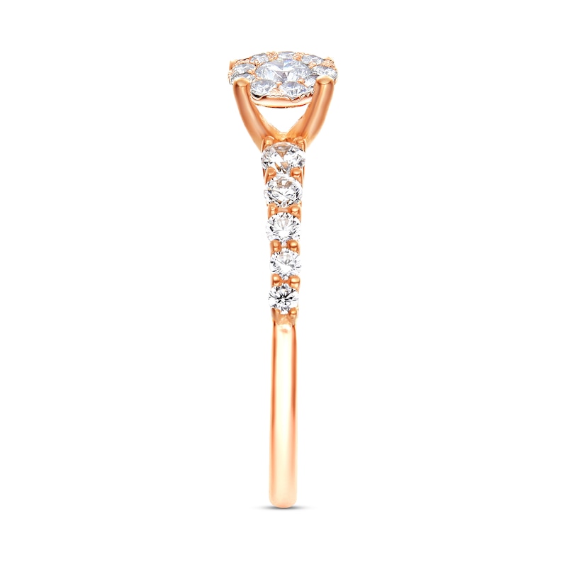 Main Image 2 of Multi-Diamond Engagement Ring 5/8 ct tw Round-cut 14K Rose Gold