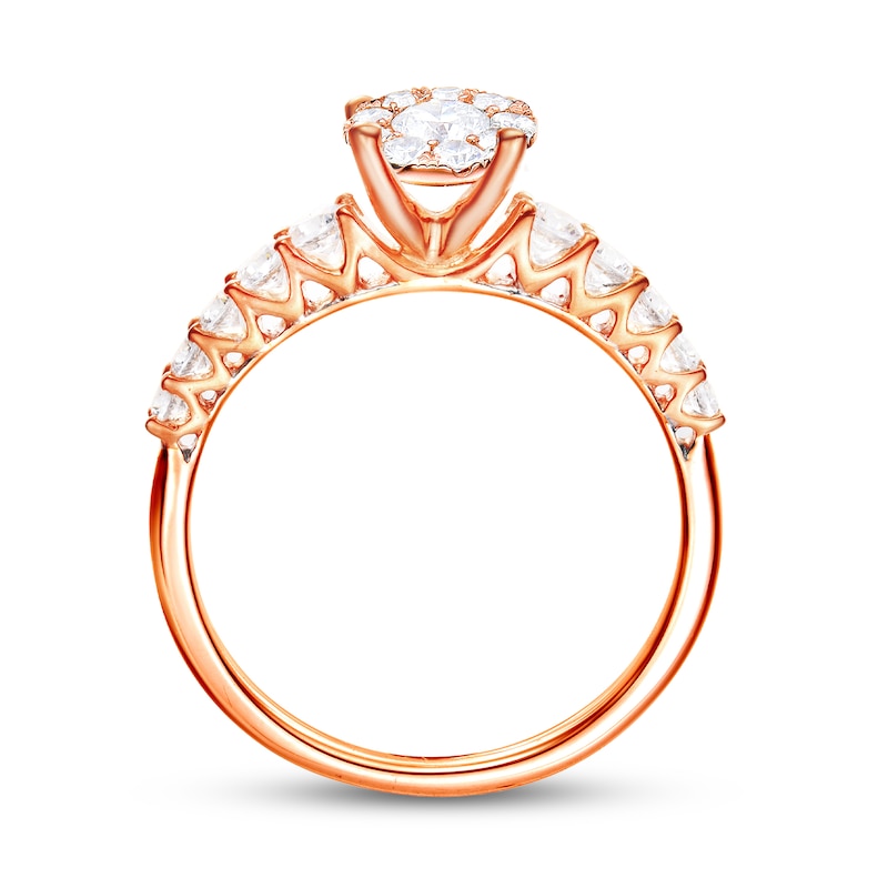 Main Image 3 of Multi-Diamond Engagement Ring 5/8 ct tw Round-cut 14K Rose Gold