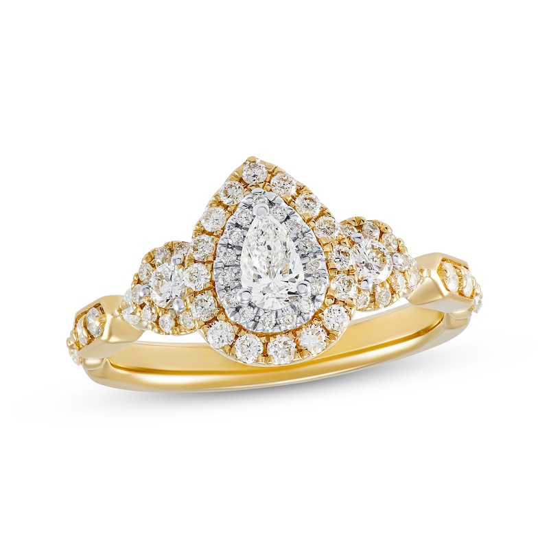 Main Image 1 of Adore Diamond Engagement Ring 3/4 ct tw Pear/Round 14K Yellow Gold