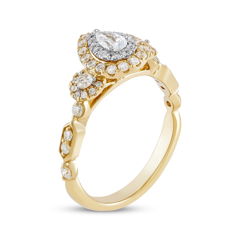 Main Image 2 of Adore Diamond Engagement Ring 3/4 ct tw Pear/Round 14K Yellow Gold