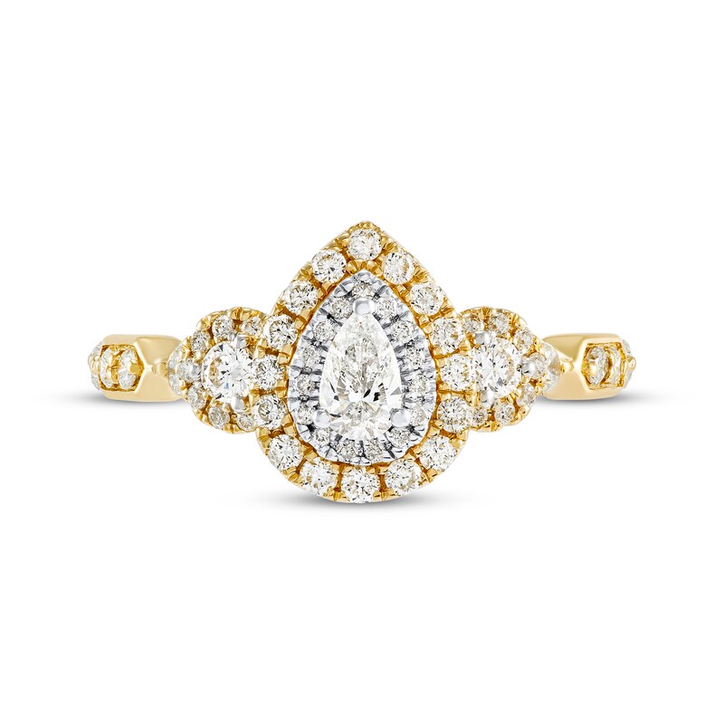 Main Image 4 of Adore Diamond Engagement Ring 3/4 ct tw Pear/Round 14K Yellow Gold