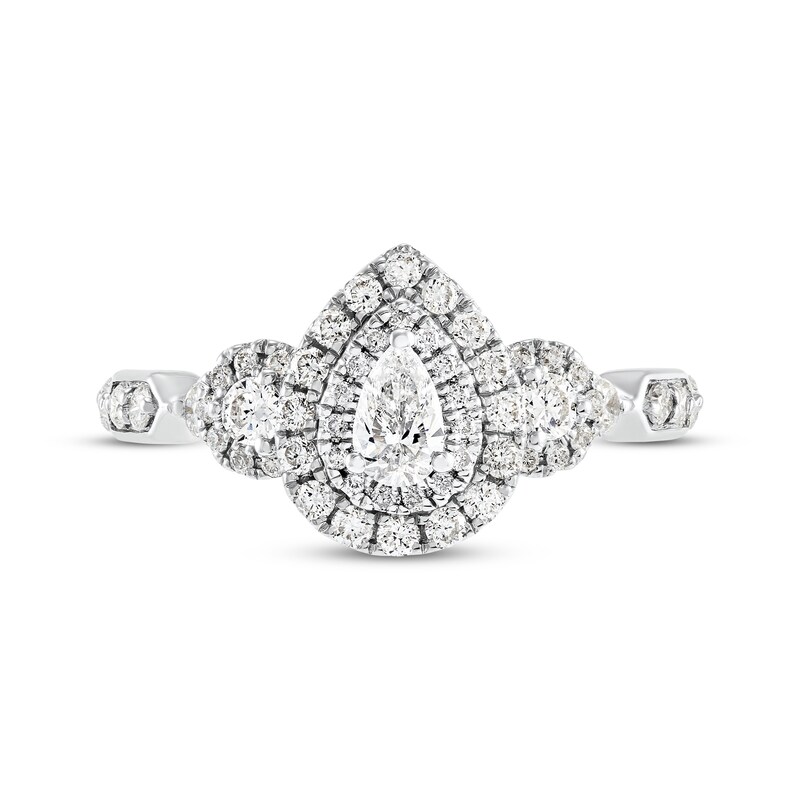 Diamond Engagement Ring 3/4 ct tw Pear/Round 14K White Gold