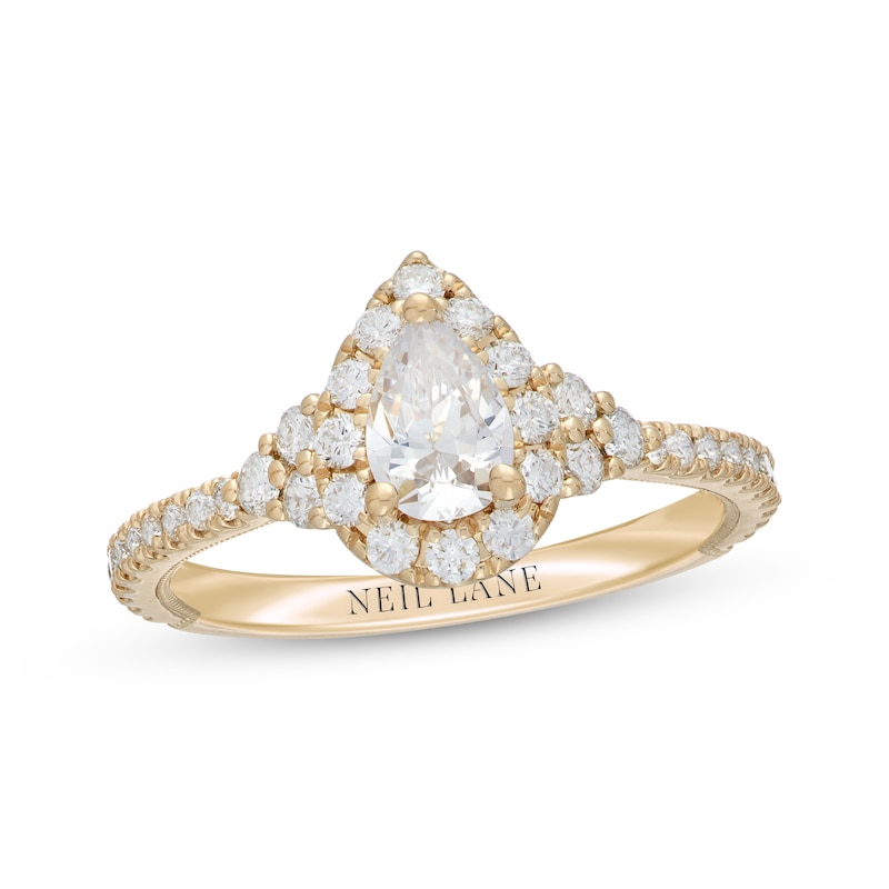 Neil Lane Diamond Engagement Ring 1 ct tw Pear & Round 14K Yellow Gold