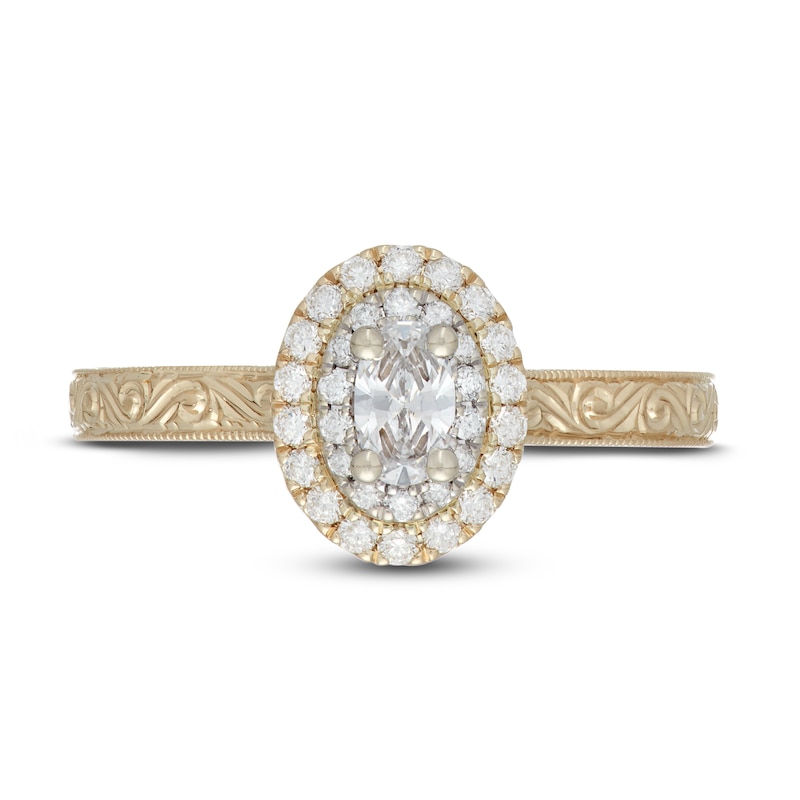 Main Image 3 of Neil Lane Diamond Engagement Ring 1/2 ct tw Oval & Round 14K Two-Tone Gold
