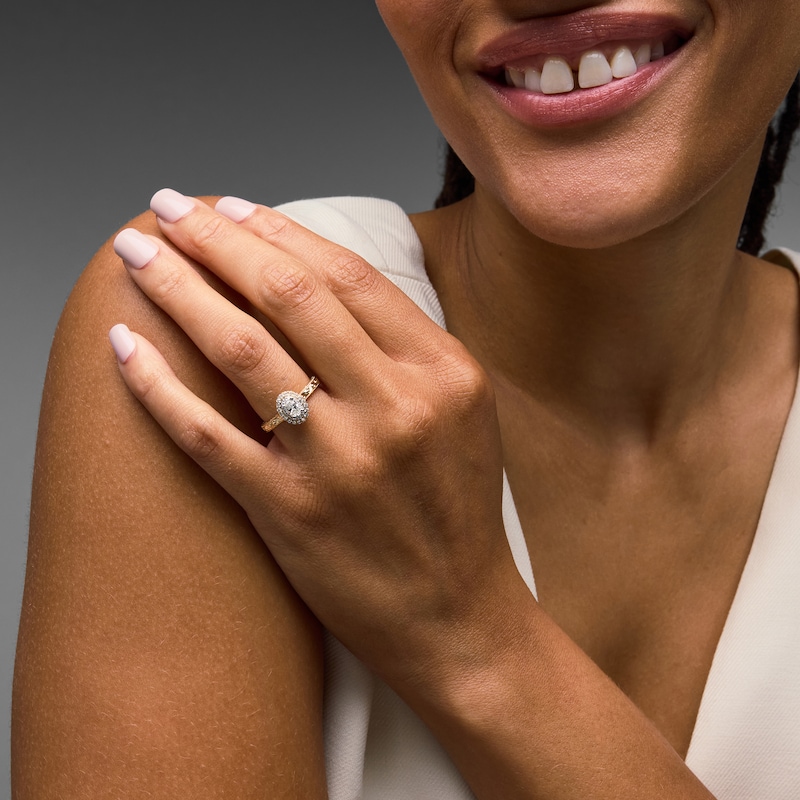 Main Image 4 of Neil Lane Diamond Engagement Ring 1/2 ct tw Oval & Round 14K Two-Tone Gold