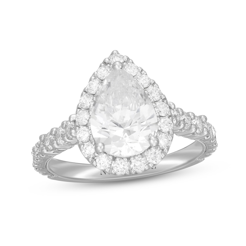 Neil Lane Diamond Engagement Ring 2-7/8 ct tw Pear & Round-cut 14K White Gold