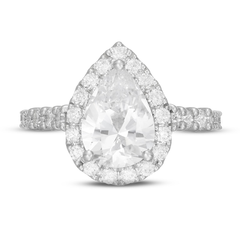 Neil Lane Diamond Engagement Ring 2-7/8 ct tw Pear & Round-cut 14K White Gold