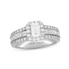 Neil Lane Diamond Engagement Ring 1-7/8 ct tw Emerald, Round & Baguette-cut 14K White Gold