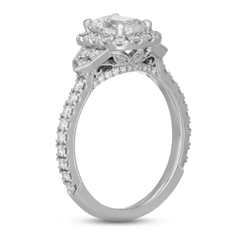 Neil Lane Diamond Engagement Ring 1-5/8 ct tw Radiant, Round & Princess-cut 14K White Gold
