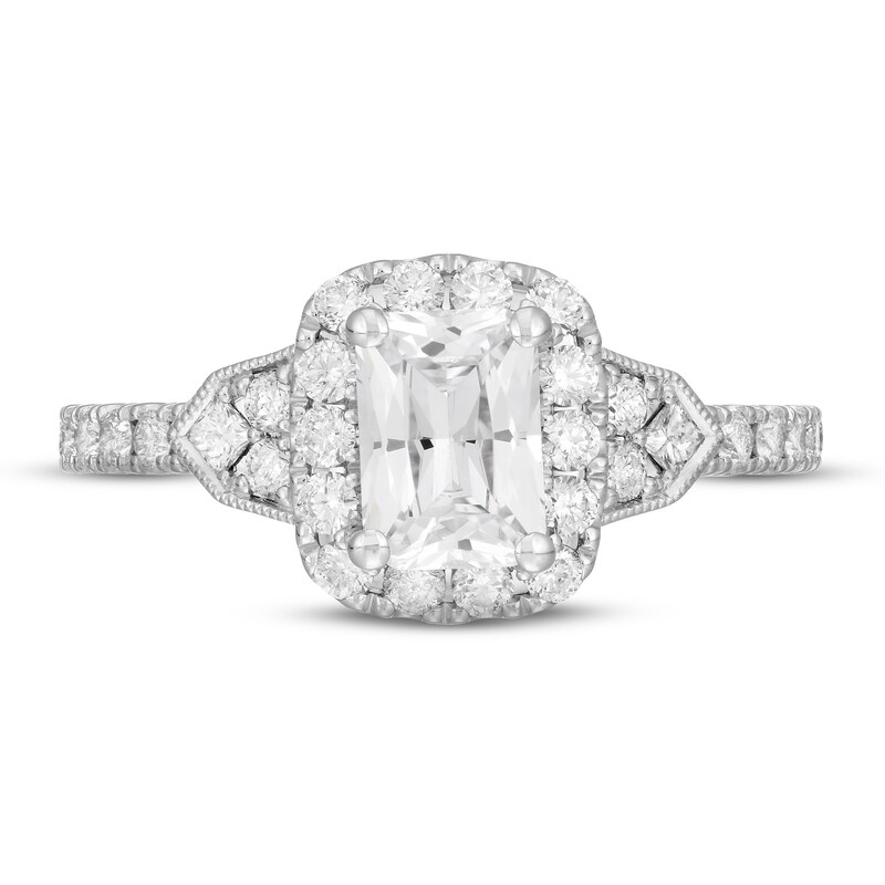 Neil Lane Diamond Engagement Ring 1-5/8 ct tw Radiant, Round & Princess-cut 14K White Gold