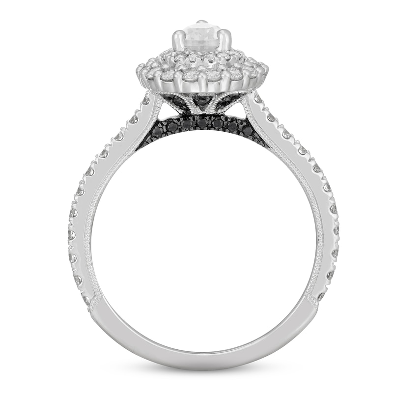 Main Image 4 of Neil Lane White & Black Diamond Engagement Ring 1-1/4 ct tw Pear & Round-cut 14K White Gold