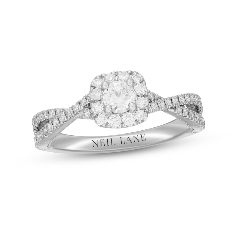 Neil Lane White & Black Diamond Engagement Ring 5/8 ct tw Round-cut 14K White Gold