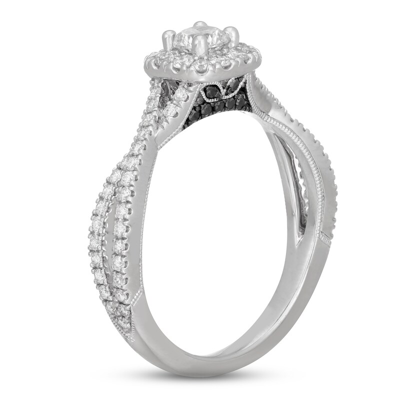 Neil Lane White & Black Diamond Engagement Ring 5/8 ct tw Round-cut 14K White Gold