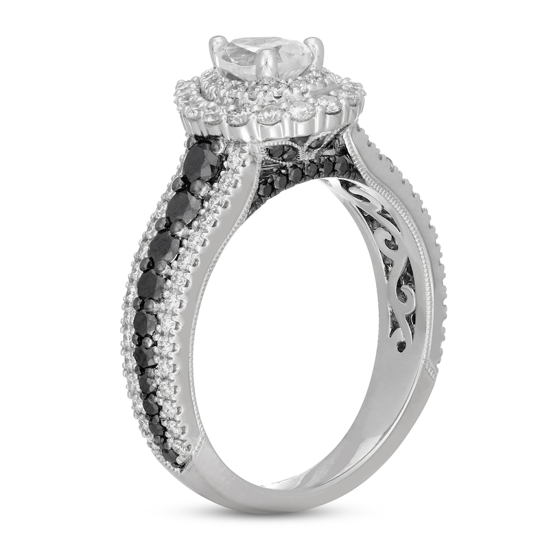 Main Image 2 of Neil Lane White & Black Diamond Engagement Ring 1-3/4 ct tw Pear & Round-cut 14K White Gold