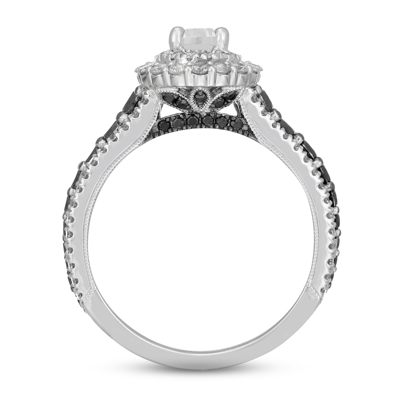 Main Image 4 of Neil Lane White & Black Diamond Engagement Ring 1-3/4 ct tw Pear & Round-cut 14K White Gold