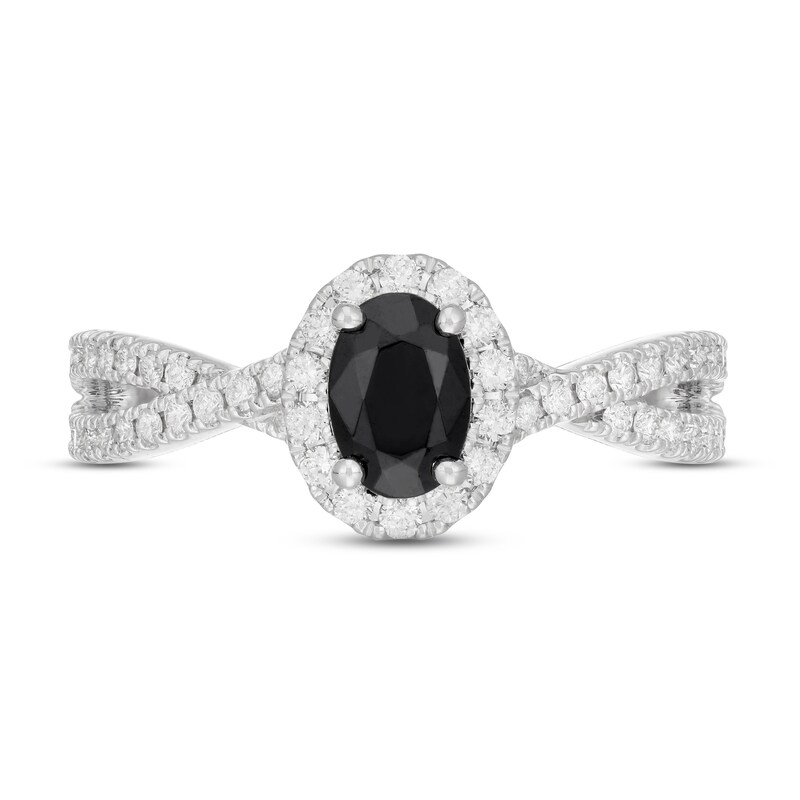 Main Image 3 of Neil Lane Black & White Diamond Engagement Ring 1-1/8 ct tw Oval & Round-cut 14K White Gold