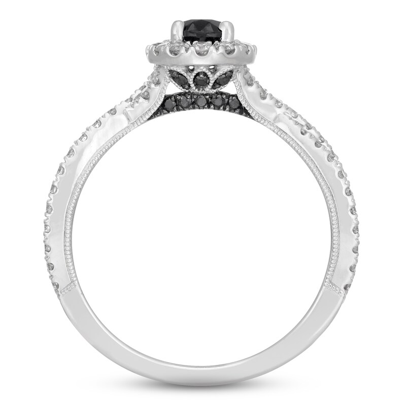 Main Image 4 of Neil Lane Black & White Diamond Engagement Ring 1-1/8 ct tw Oval & Round-cut 14K White Gold
