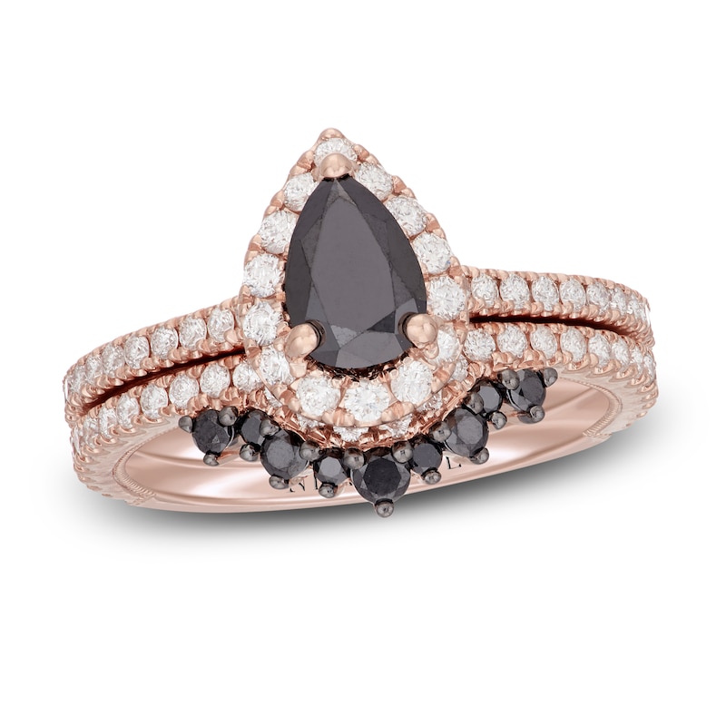 Main Image 1 of Neil Lane Black & White Pear Shaped Diamond Bridal Set 1-1/2 ct tw 14K Rose Gold