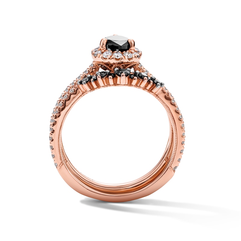 Main Image 5 of Neil Lane Black & White Pear Shaped Diamond Bridal Set 1-1/2 ct tw 14K Rose Gold