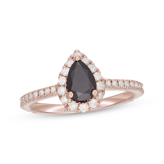 Neil Lane Pear-Shaped Black Diamond & White Diamond Engagement Ring 1-1/8 ct tw 14K Rose Gold