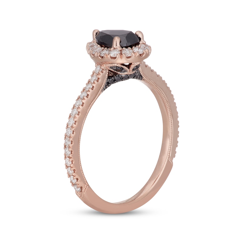 Neil Lane Black & White Diamond Engagement Ring 1-1/8 ct tw Oval & Round-cut 14K Rose Gold