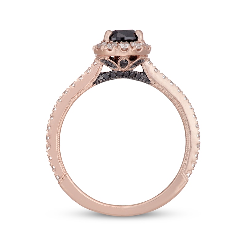 Neil Lane Black & White Diamond Engagement Ring 1-1/8 ct tw Oval & Round-cut 14K Rose Gold