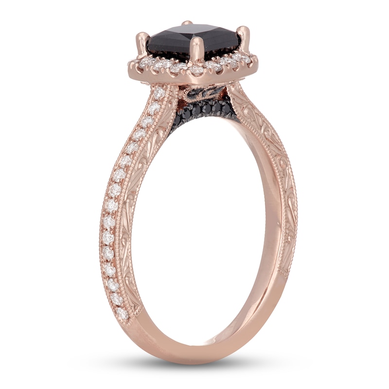 Main Image 2 of Neil Lane Black & White Diamond Engagement Ring 1-3/8 ct tw Princess & Round-cut 14K Rose Gold