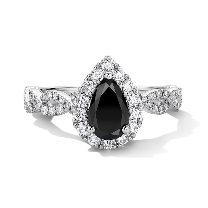 Main Image 3 of Neil Lane Black & White Diamond Engagement Ring 1-1/2 ct tw Pear & Round-cut 14K White Gold