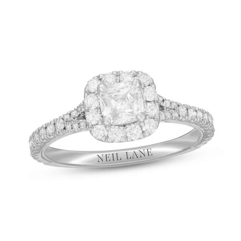 Neil Lane Diamond Engagement Ring 1-1/6 ct tw Cushion & Round-cut 14K White Gold