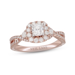 Neil Lane Diamond Engagement Ring 1-1/8 ct tw Cushion & Round-cut 14K Rose Gold