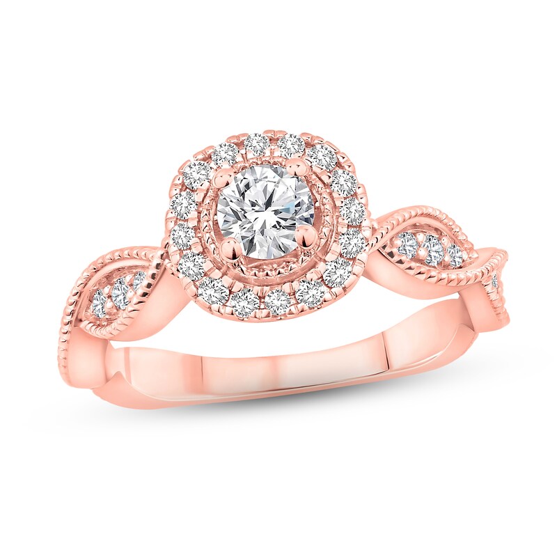 Main Image 1 of Diamond Engagement Ring 5/8 ct tw Round-cut 14K Rose Gold