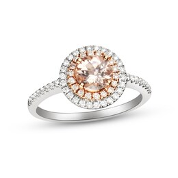 Morganite & Diamond Engagement Ring 1/3 ct tw Round-cut 14K Two-Tone Gold