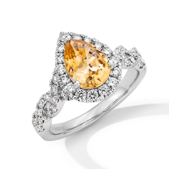 Neil Lane Citrine & Diamond Engagement Ring 3/4 ct tw Round-cut 14K White Gold