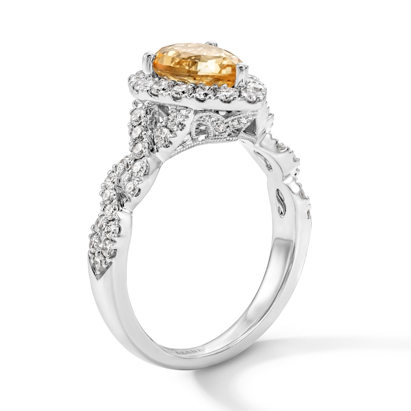 Main Image 2 of Neil Lane Citrine & Diamond Engagement Ring 3/4 ct tw Round-cut 14K White Gold
