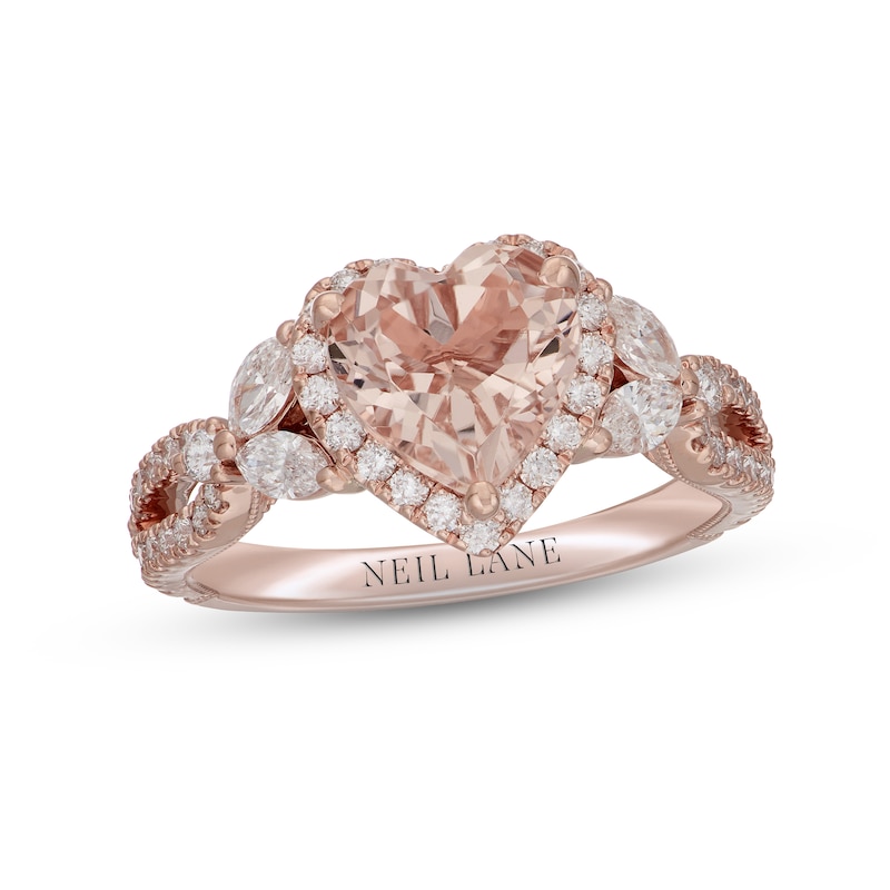 Main Image 1 of Neil Lane Morganite & Diamond Engagement Ring 7/8 ct tw Marquise & Round-cut 14K Rose Gold
