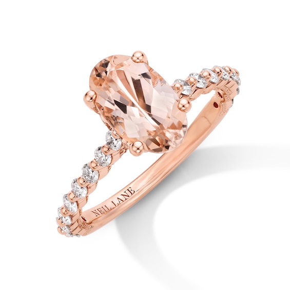 Neil Lane Morganite & Diamond Engagement Ring 1/2 ct tw Round-cut 14K Rose Gold