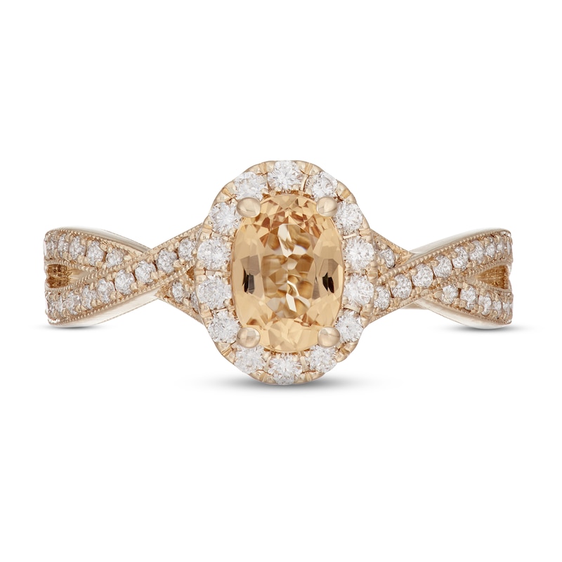 Main Image 3 of Neil Lane Citrine & Diamond Engagement Ring 5/8 ct tw Round-cut 14K Yellow Gold